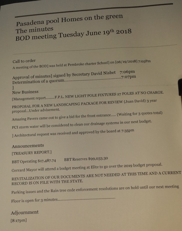 Pasadena Pool Homes Board of Directors HOA meeting June 19 2018.jpg
